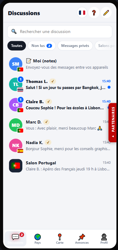 Liste des discussions